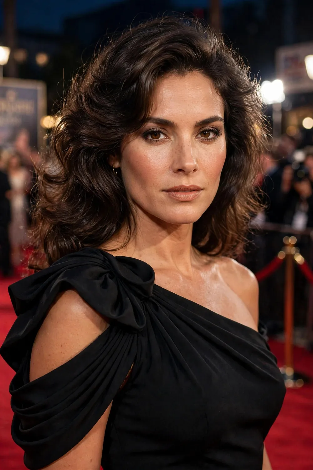 80s luxury outfit with black one shoulder evening gown