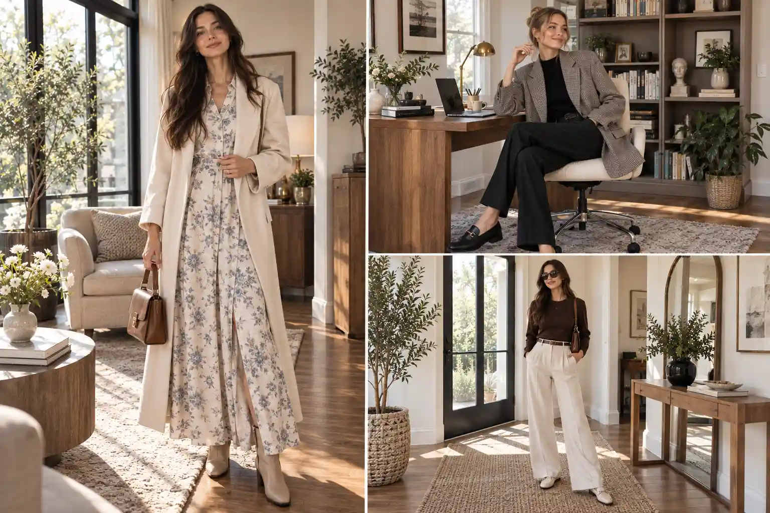 Fashion editorial graphic featuring a tall woman in a sophisticated blazer and wide-leg trousers with bold typography reading “16 Fashion Tips for Tall Women” and styleandseen.com at the bottom.