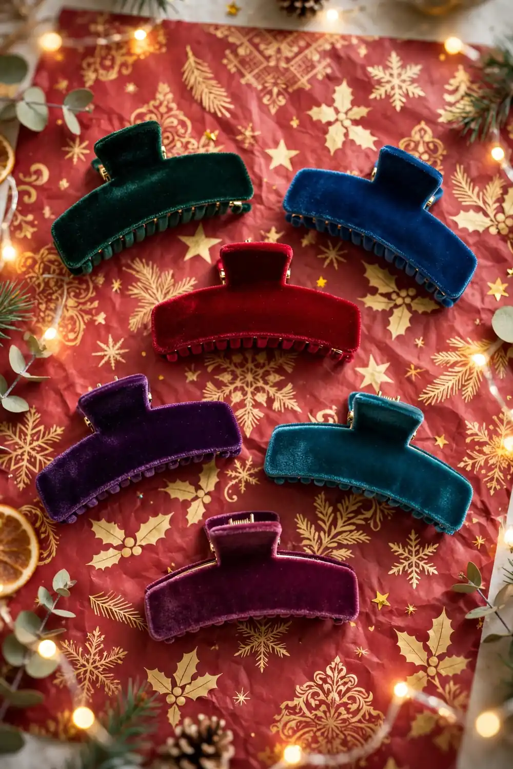 Velvet hair claw clips
