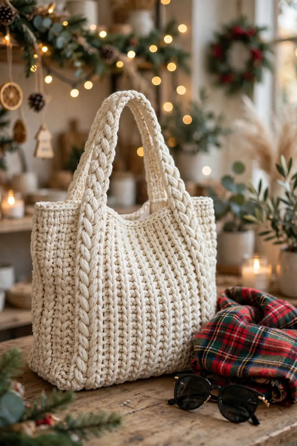 Knit tote bag