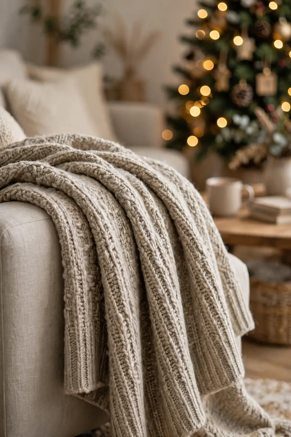 Wool blend throw blanket
