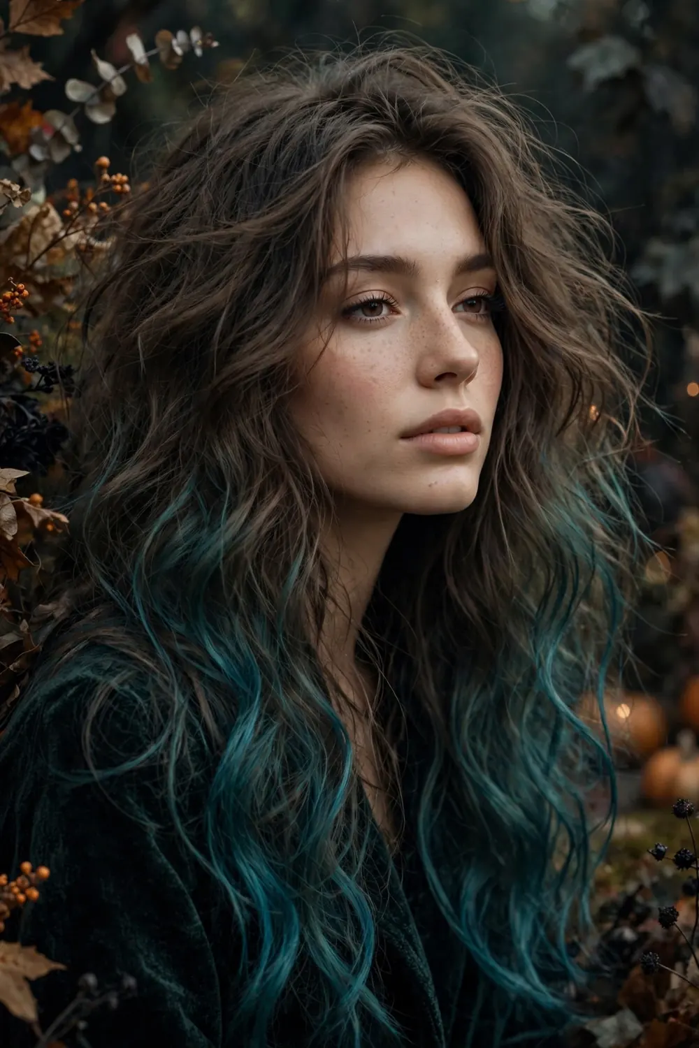 Messy mermaid waves with tousled long hair and sea inspired texture for Halloween