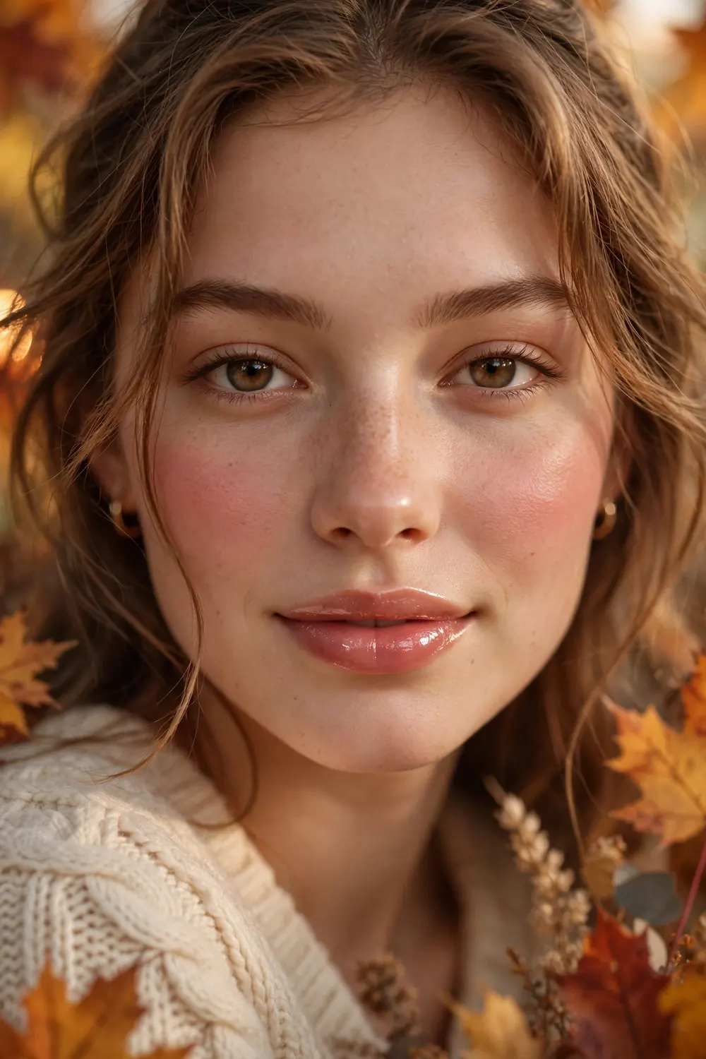 Rosy cheeks with glossy lips fresh makeup look