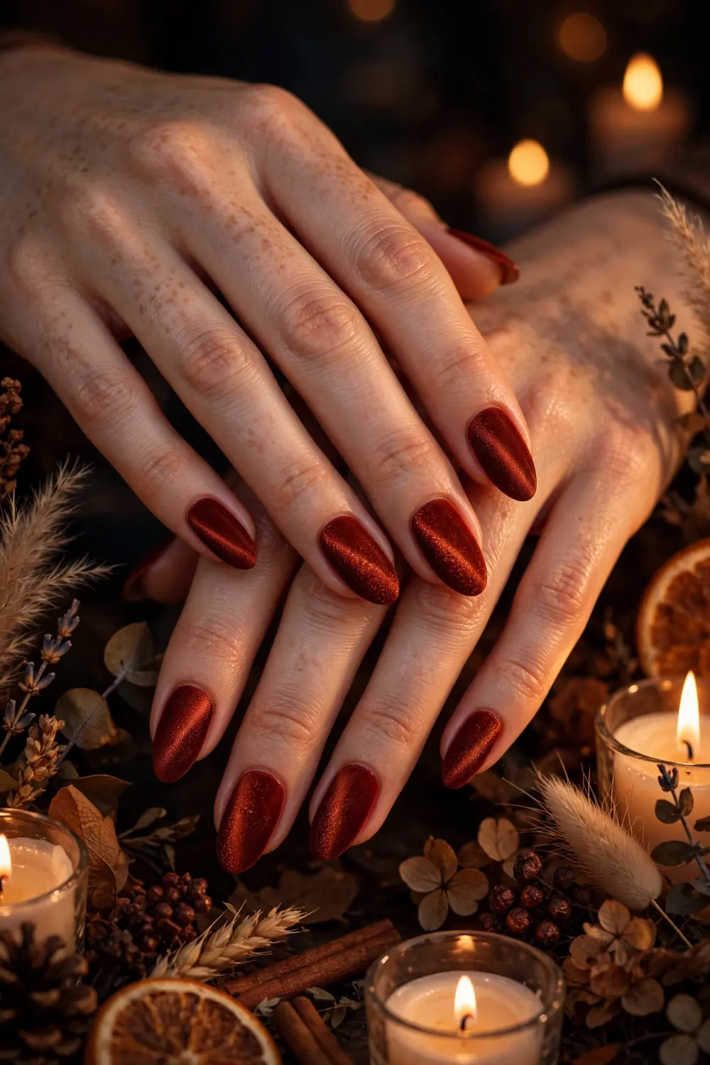 Rust velvet Thanksgiving nails