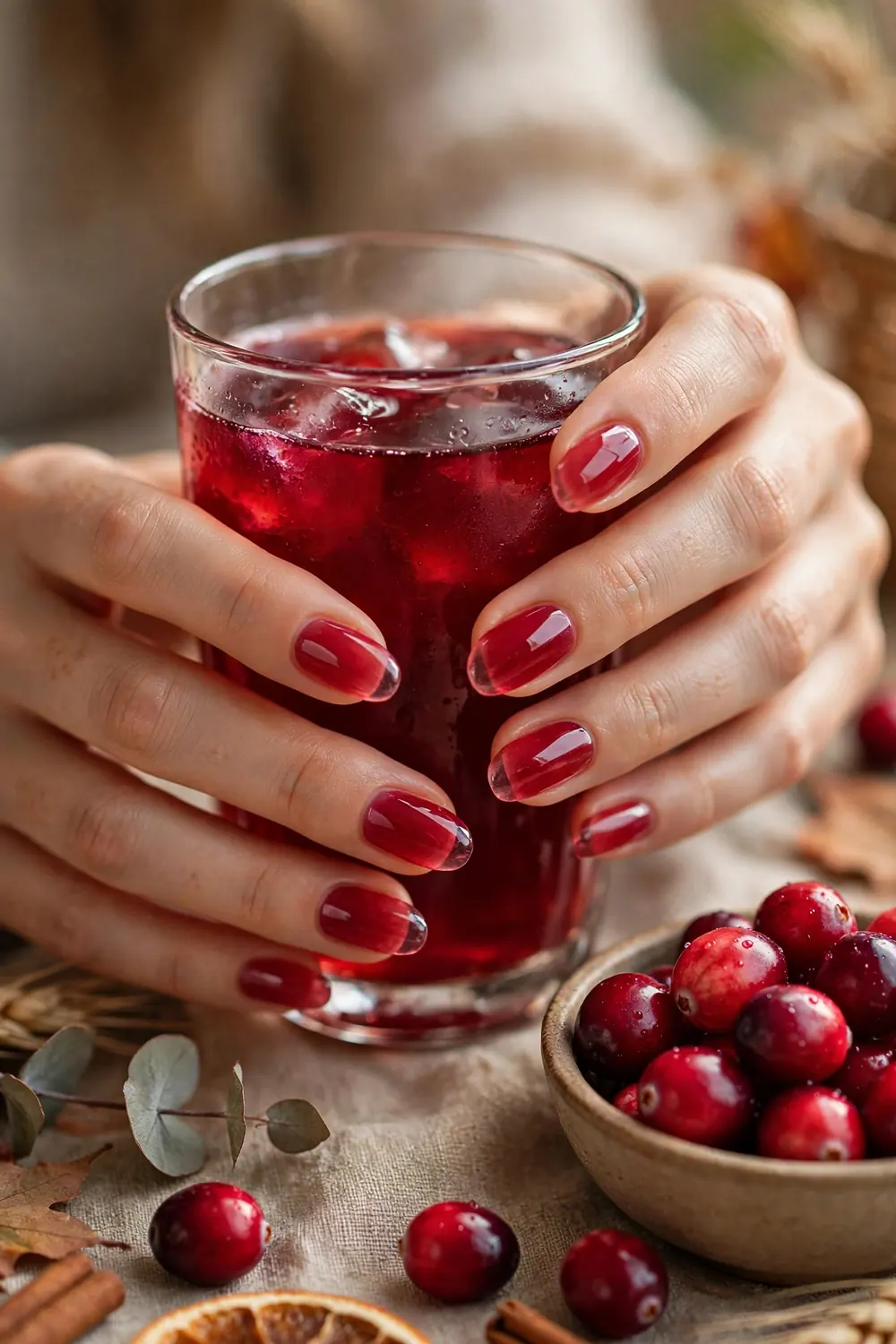 Cranberry jelly Thanksgiving nails